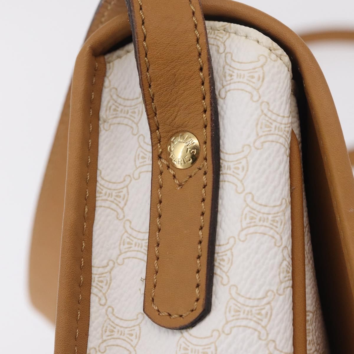 Celine Macadam Shoulder Canvas White Canvas Crossbody Bag Bag (Pre-Owned)