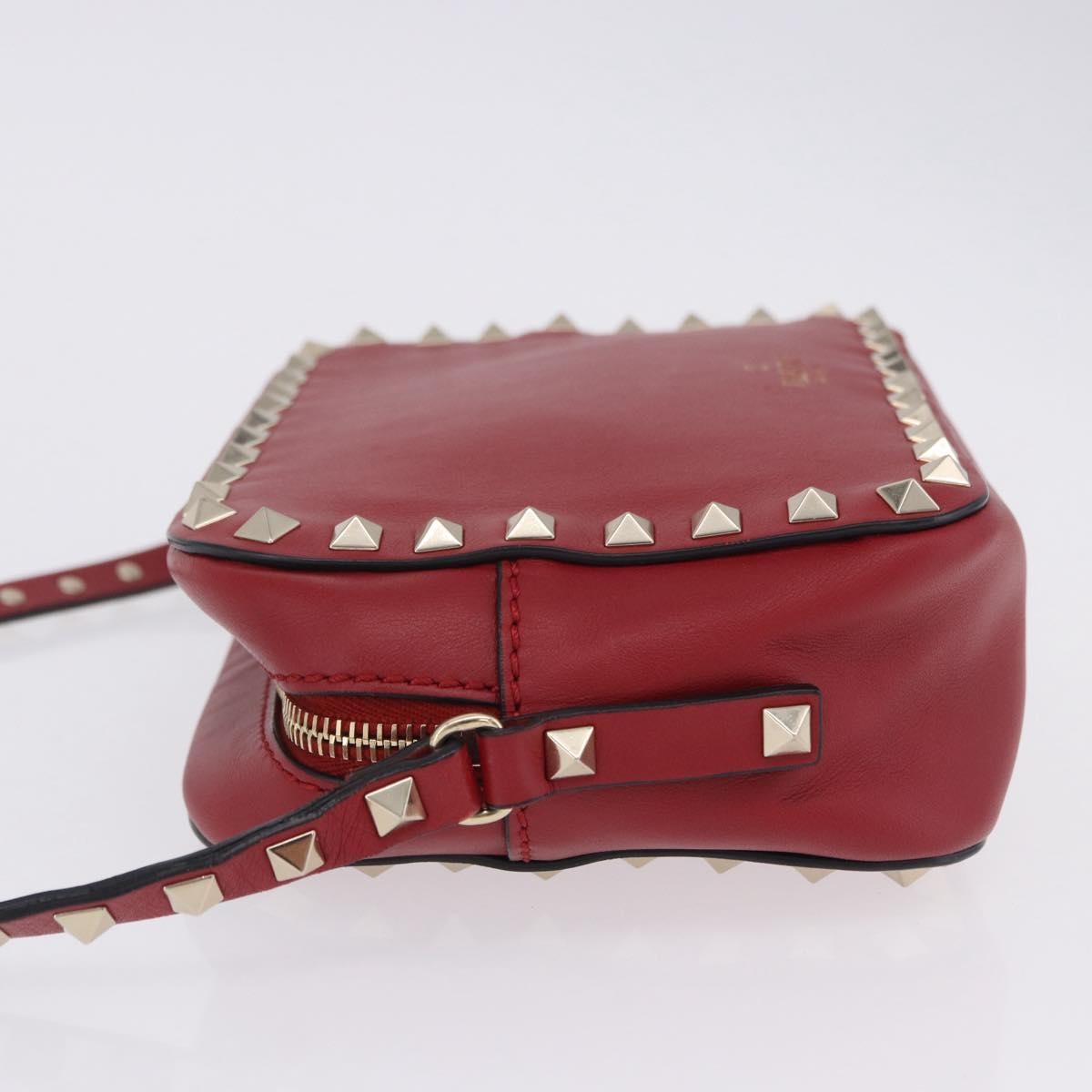 Valentino Garavani Rockstud Camera Leather Red Leather Crossbody Bag Bag (Pre-Owned)