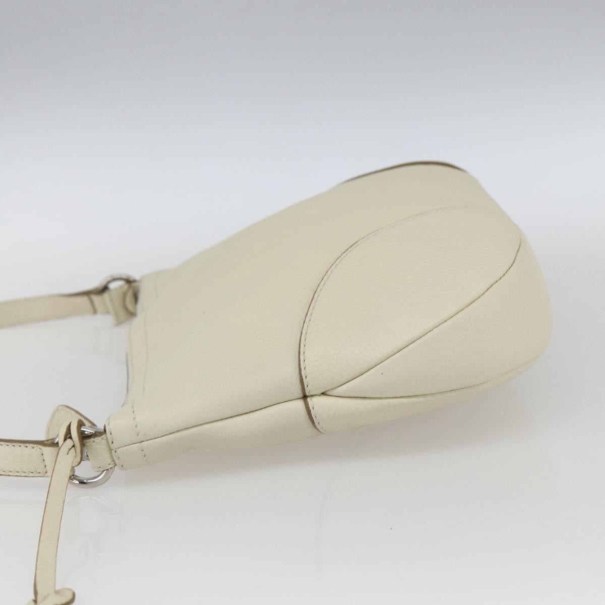 Salvatore Ferragamo Gancini Leather White Leather Shoulder Bag Bag (Pre-Owned)
