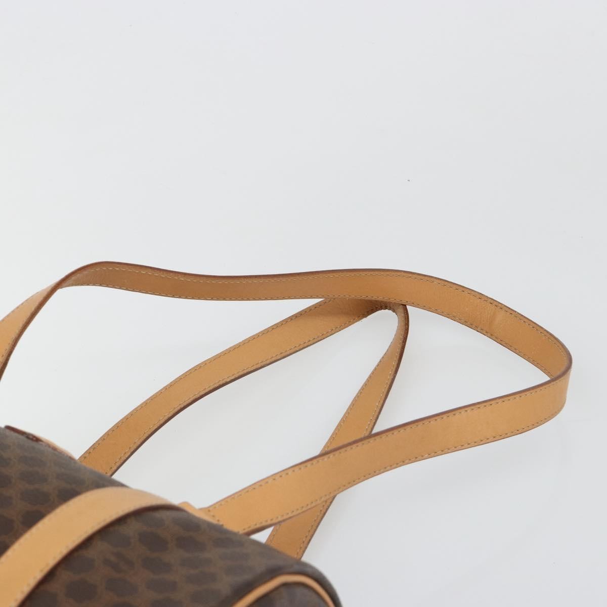 Celine Vintage Barrel Macadam Canvas & Leather Brown Pvc Handbag (Pre-Owned)