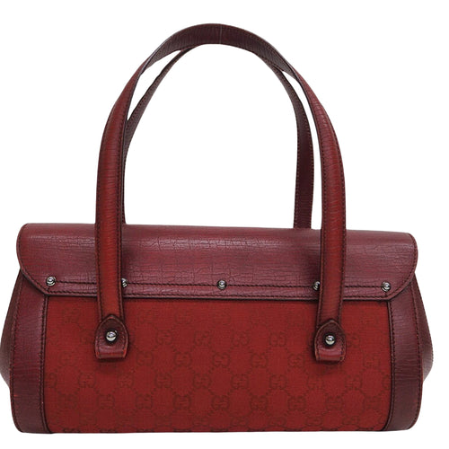 Gucci Bamboo Burgundy Canvas Handbag (Pre-Owned)