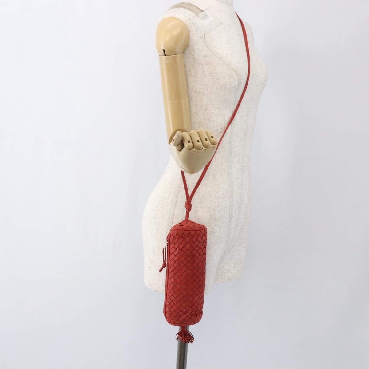 Bottega Veneta Intrecciato Clutch Leather Red Leather Clutche & Pouche Bag (Pre-Owned)