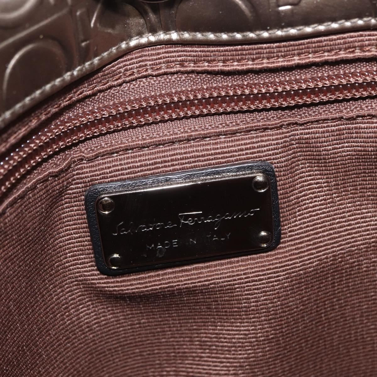 Salvatore Ferragamo Gancini Patent Leather Gold Patent_Leather Shoulder Bag Bag (Pre-Owned)
