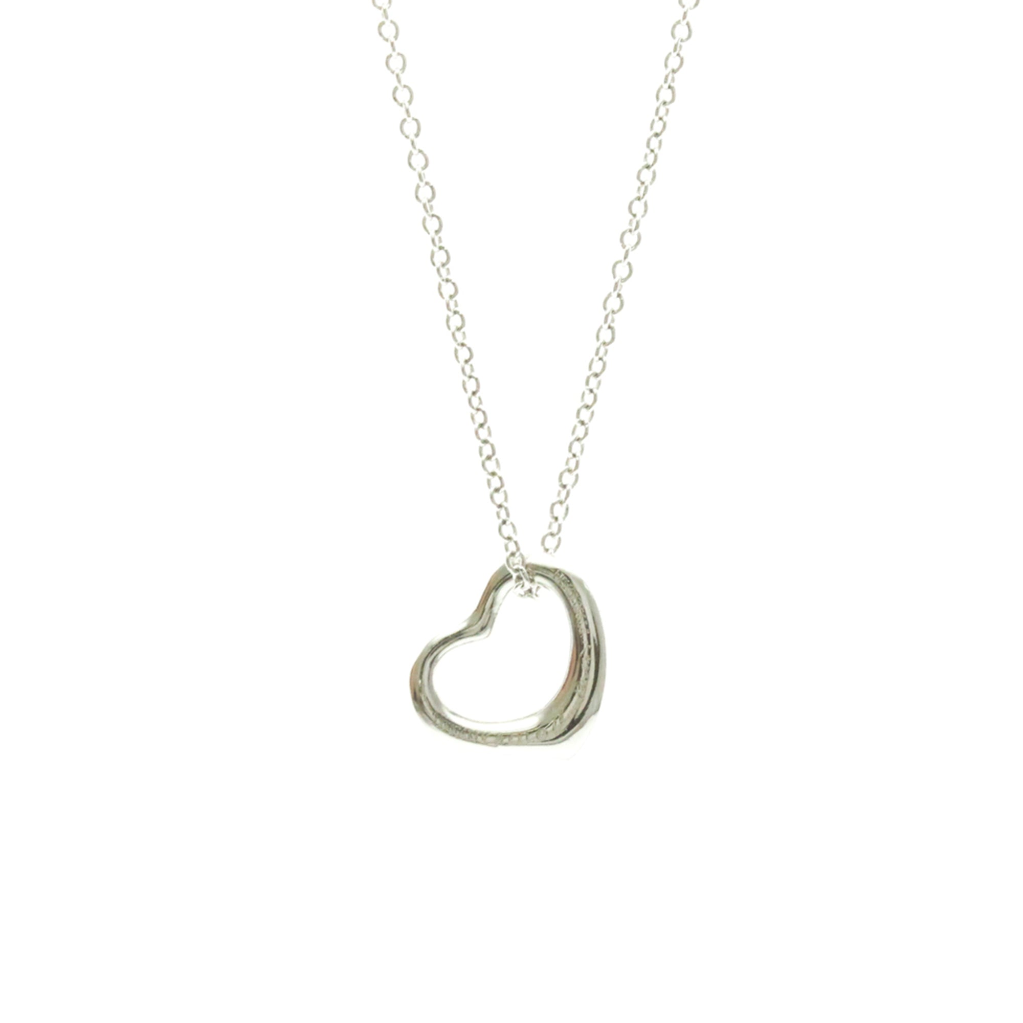 Tiffany & Co. Elsa Peretti Open Heart Pendant Platinum Silver Platinum Necklace Jewelry (Pre-Owned)