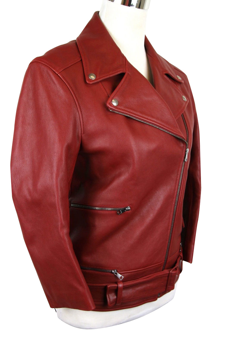 Gucci Women's Quilted Lining Red Biker Leather Jacket (G 38)