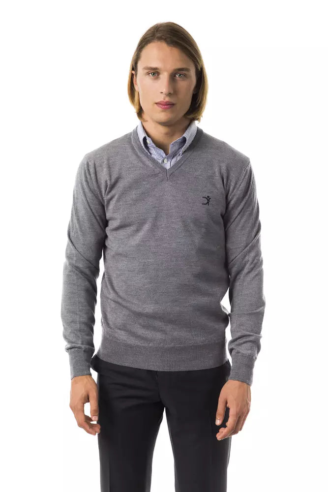 Uominitaliani Gray Merino Wool Men Men's Sweater