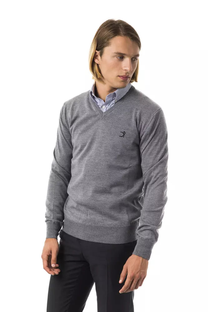 Uominitaliani Gray Merino Wool Men Men's Sweater