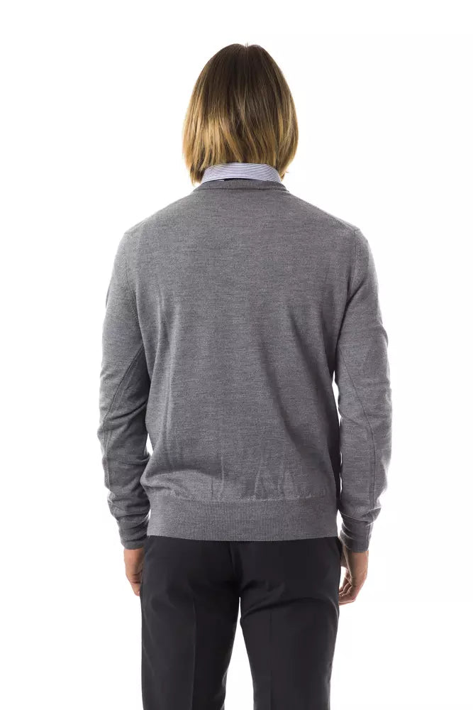 Uominitaliani Gray Merino Wool Men Men's Sweater