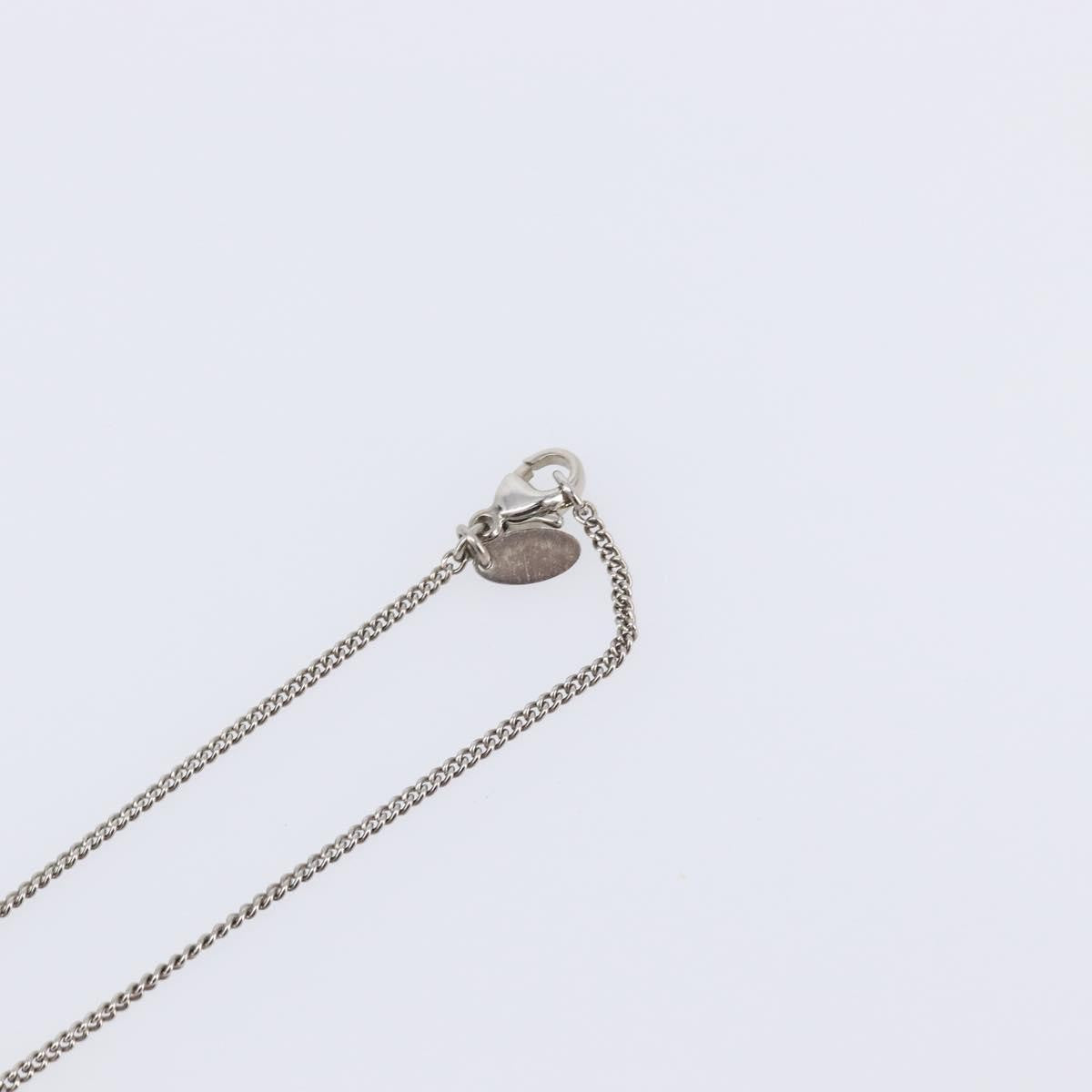 Chanel Cc Pendant Metal With Crystals Silver Metal Necklace Jewelry (Pre-Owned)