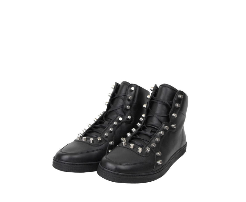 Gucci High Top Sneakers Black Studded Leather For Men