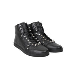 Gucci Men's Black Sttuded Leather High Top Sneaker 411774 1000