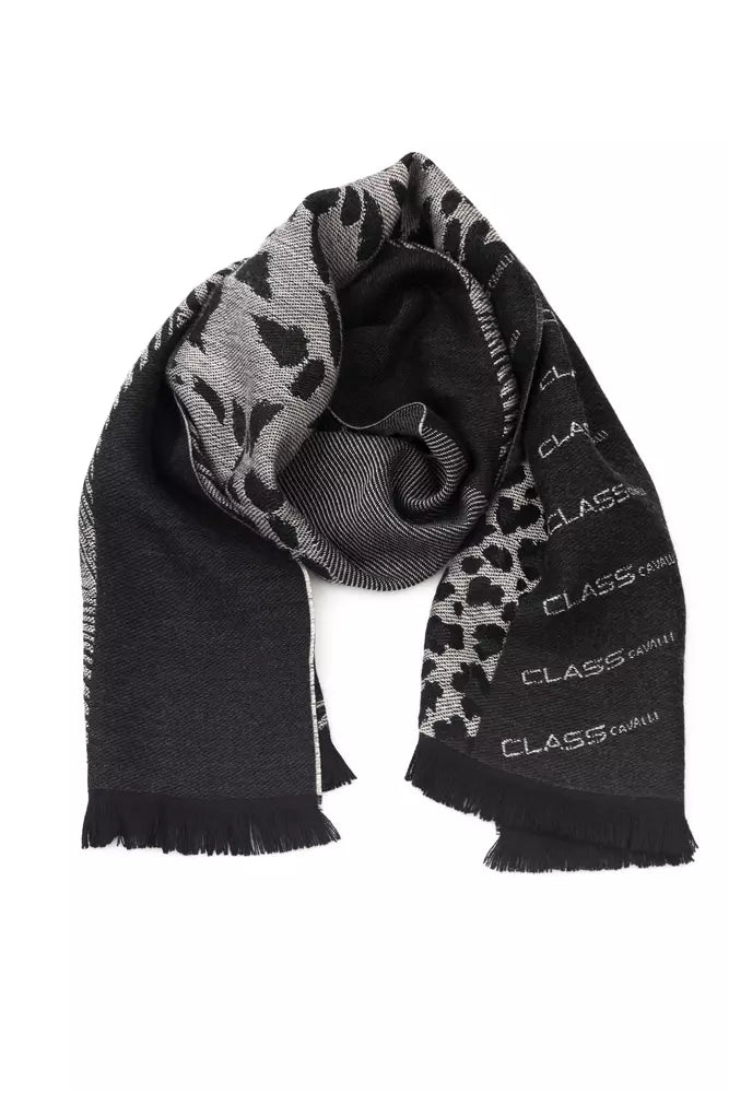 Cavalli Class Black Wool Men Men's Scarf