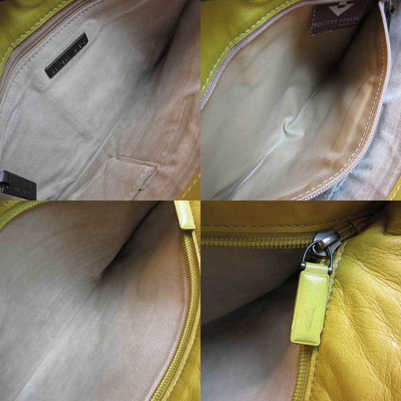 Bottega Veneta Intrecciato Yellow Leather Shoulder Bag (Pre-Owned)