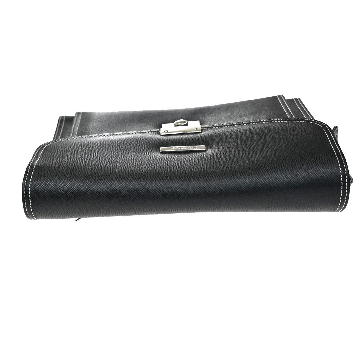 Saint Laurent Front Logo Plaque Convertible Clutch Leather Black Leather Clutche & Pouche Bag (Pre-Owned)
