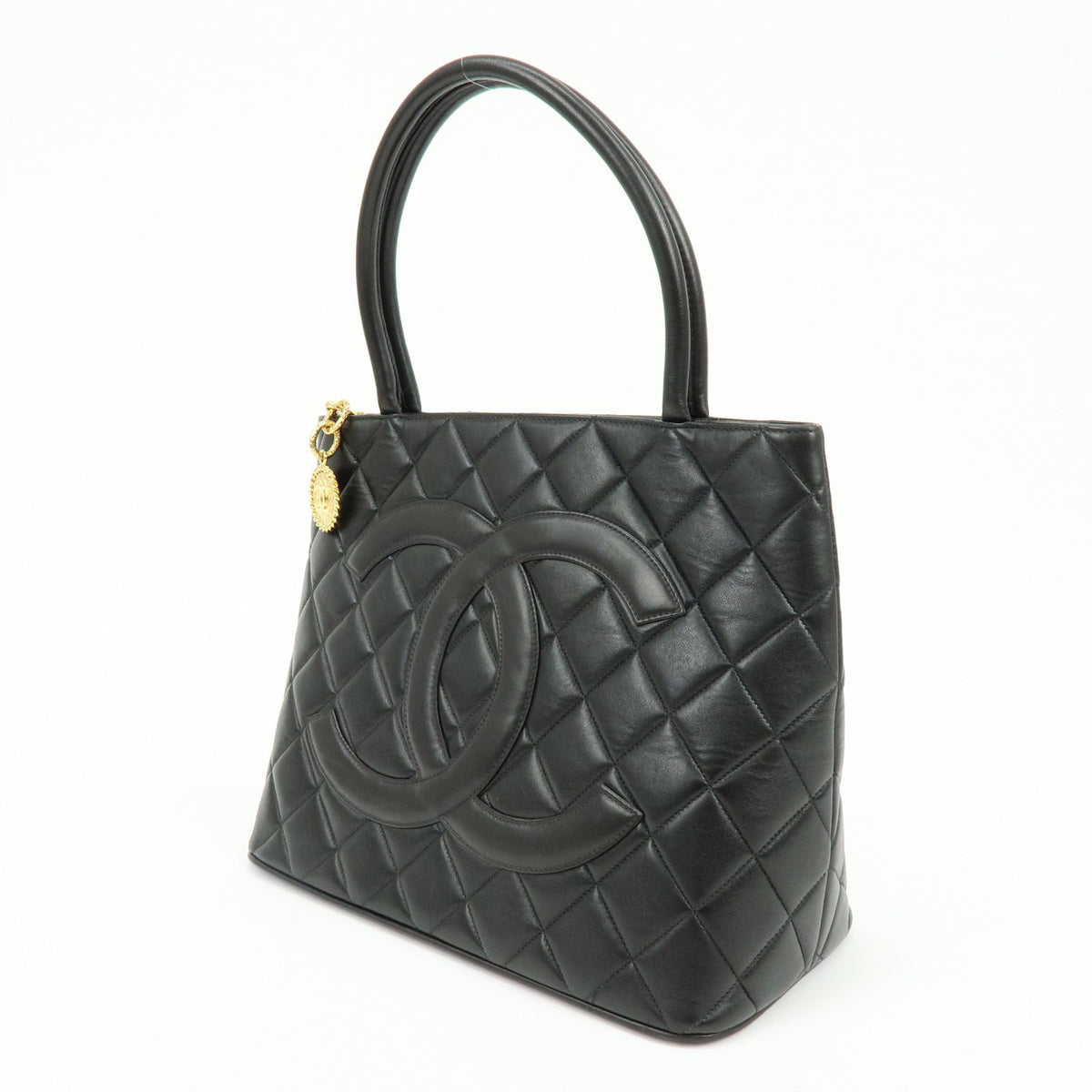 Chanel Medallion Quilted Caviar Black Calfskin Tote Bag Bag (Pre-Owned)