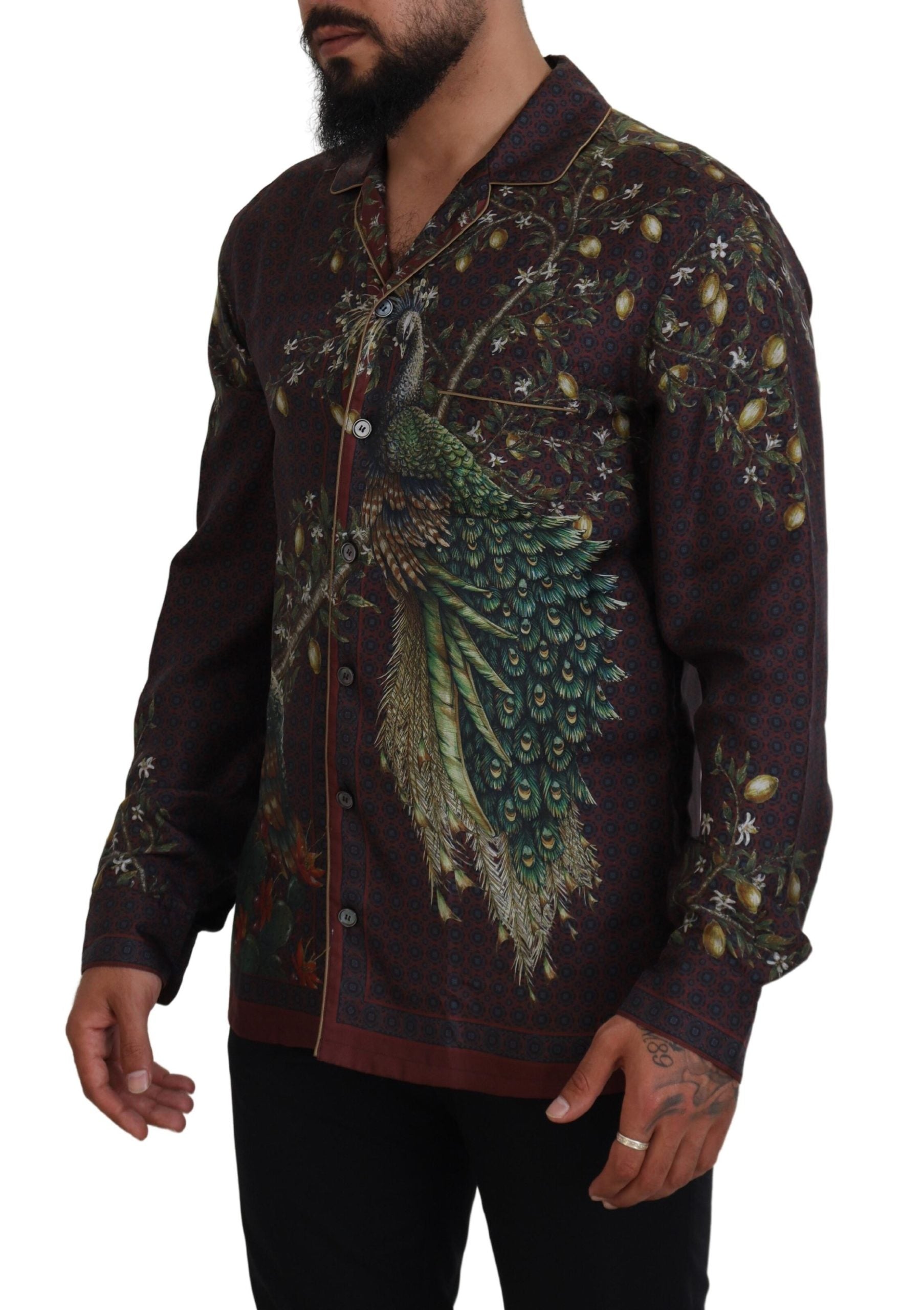 Dolce & Gabbana Elegant Silk Satin Men's Pajama Style Men's Shirt