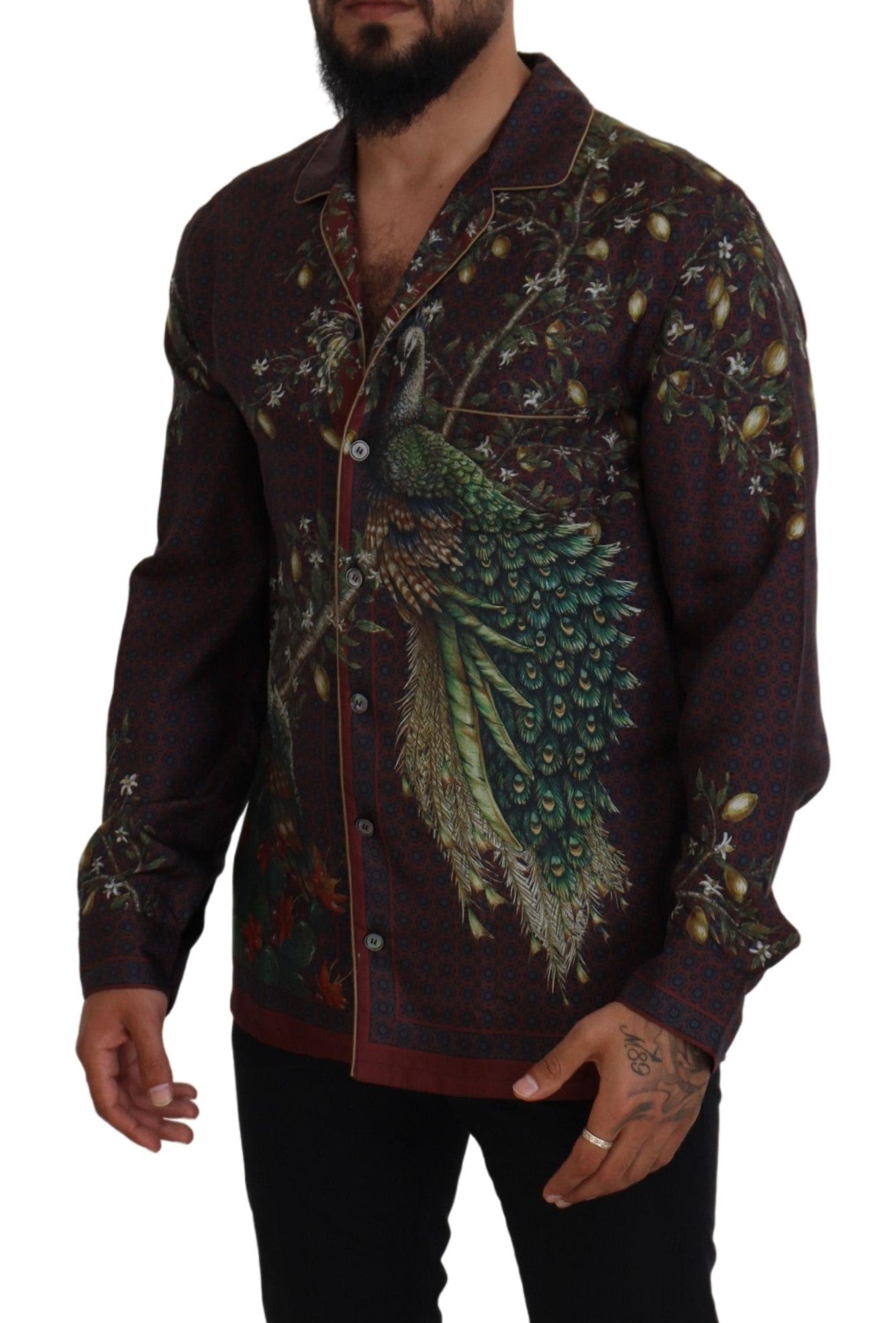Dolce & Gabbana Elegant Silk Satin Men's Pajama Style Men's Shirt