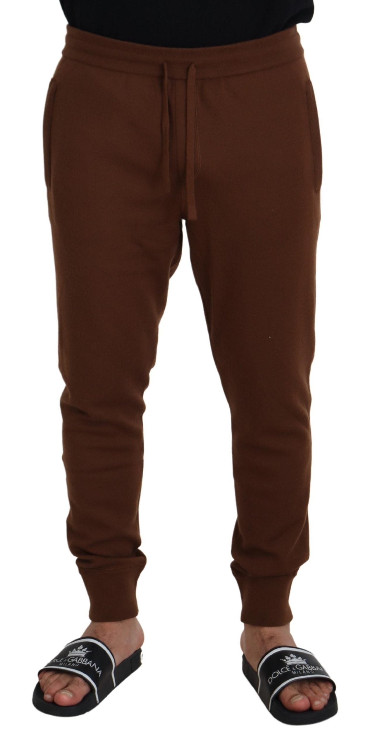 Dolce & Gabbana Elegant Brown Cashmere Jogger Men's Pants