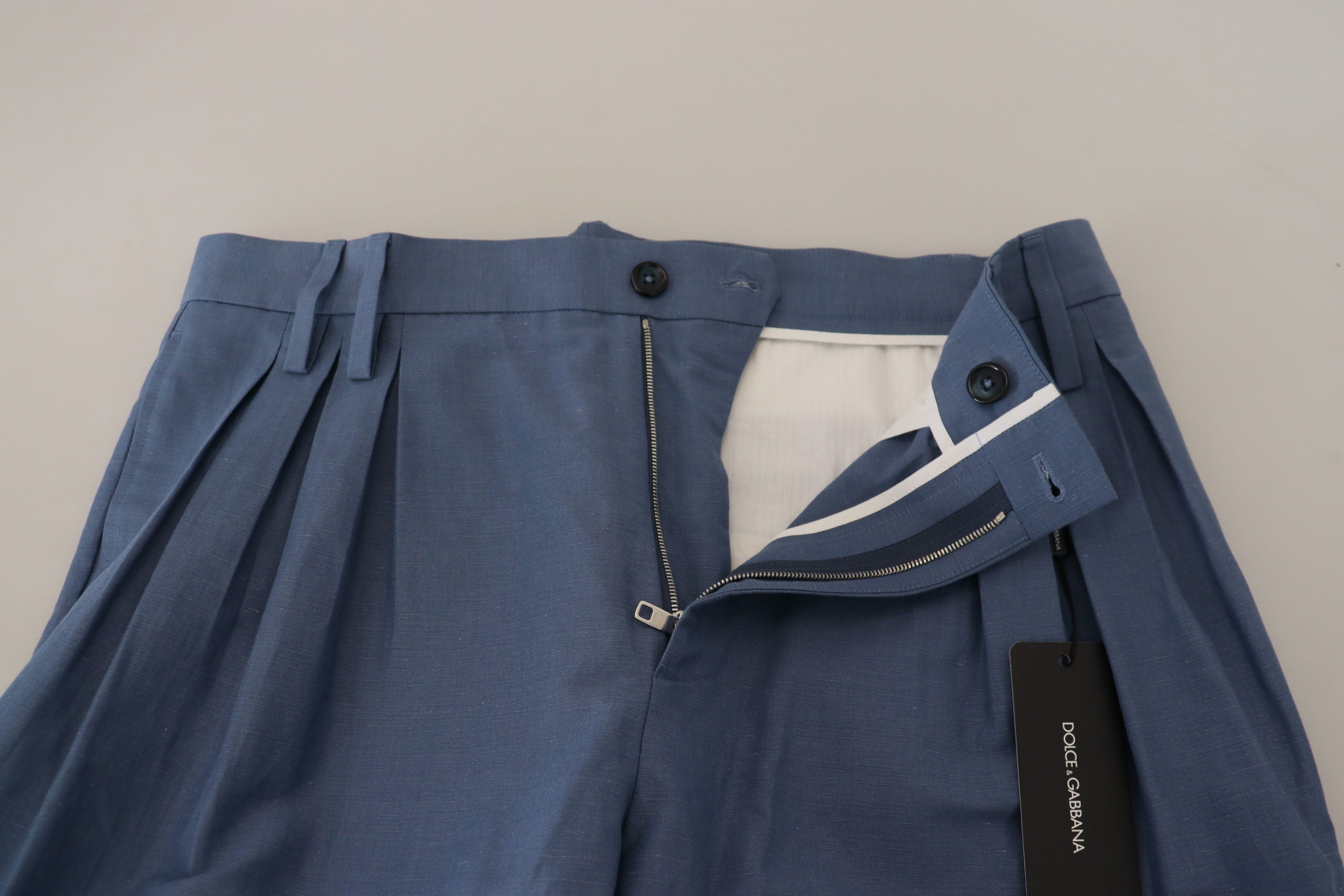 Dolce & Gabbana Elegant Blue Linen-Cotton Blend Men's Trousers