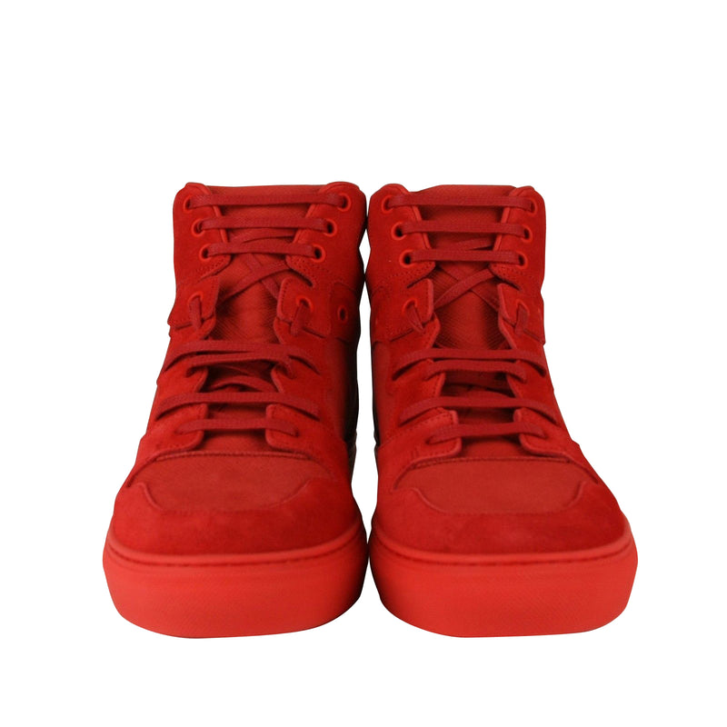 Balenciaga Men's Hi Top Red Nu-buck Suede / Rubber Sneaker