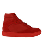 Balenciaga Men's Hi Top Red Nu-buck Suede / Rubber Sneaker