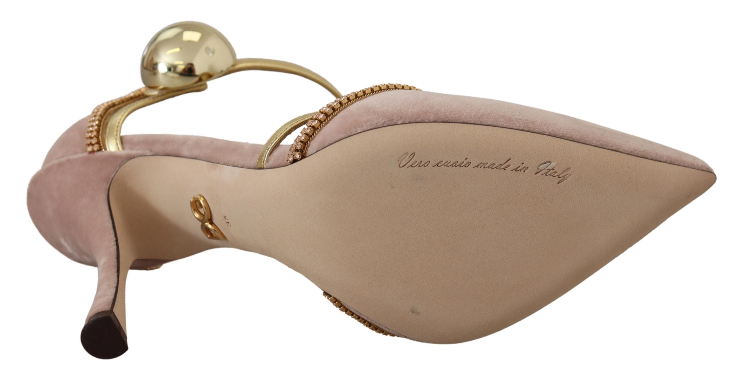 Dolce & Gabbana Pink Crystal T-strap Heels Pumps Women's Shoes
