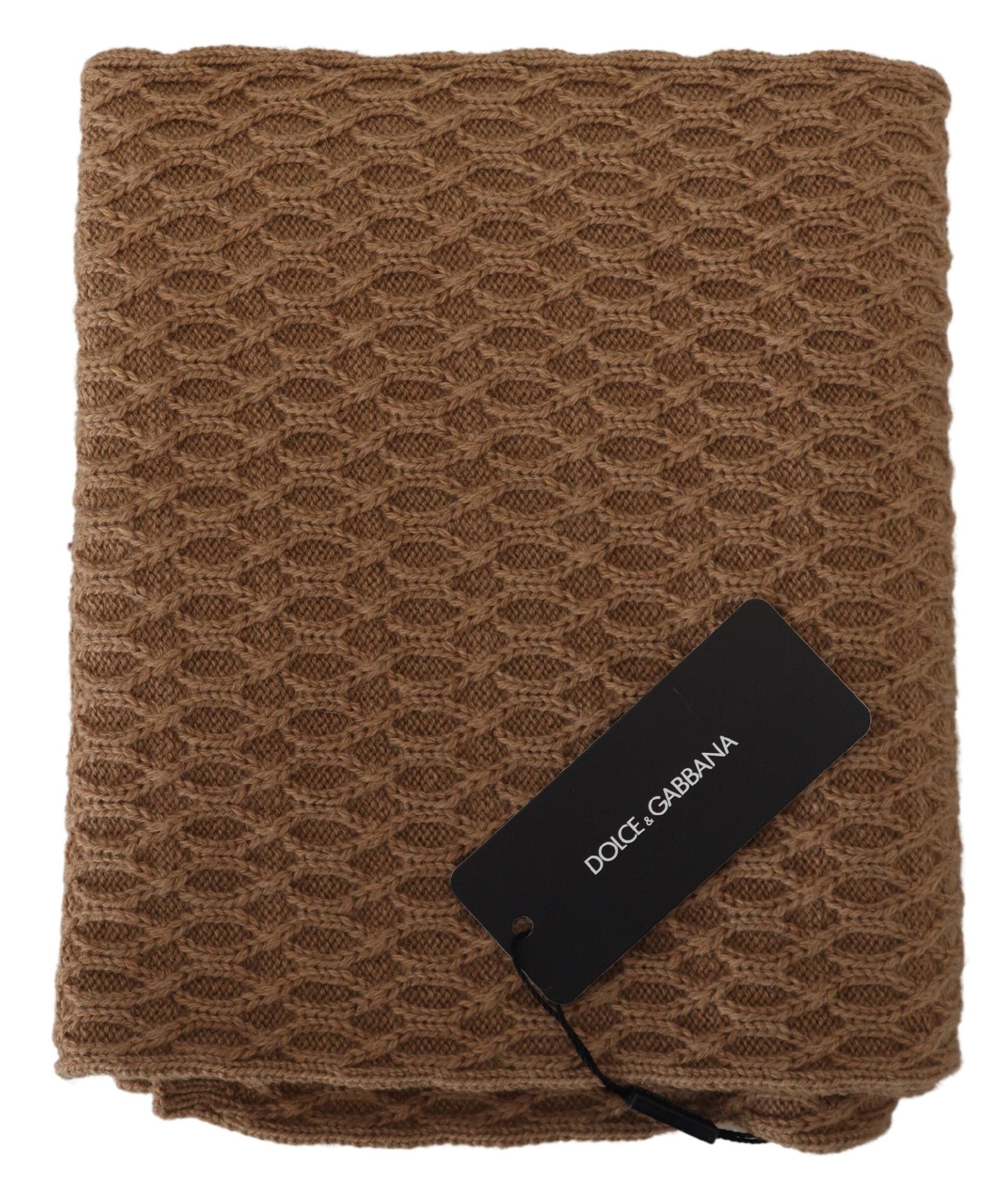 Dolce & Gabbana Dark Brown Wrap Shawl Knitted Camel Women's Scarf