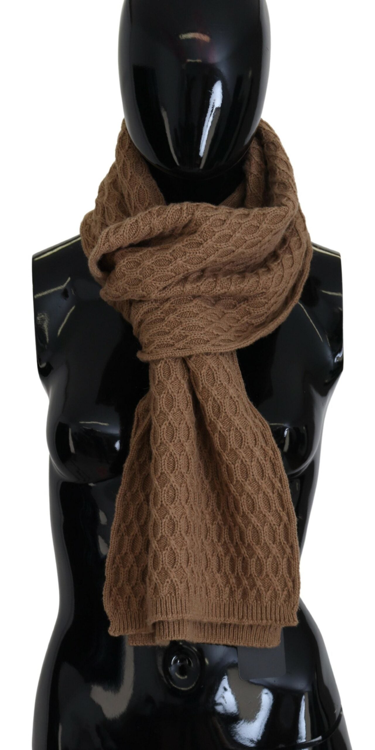 Dolce & Gabbana Dark Brown Wrap Shawl Knitted Camel Women's Scarf