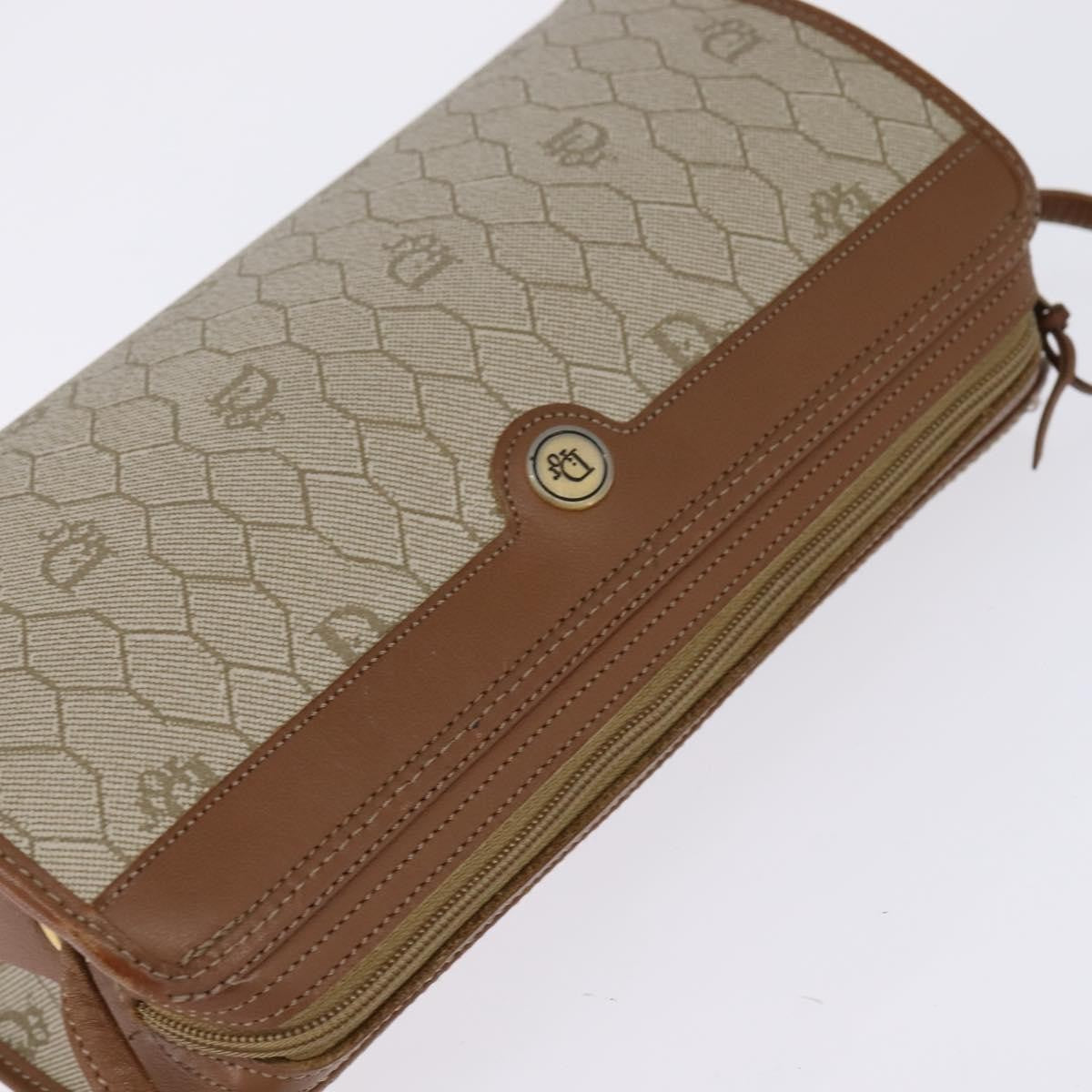 Christian Dior Vintage Honeycomb Canvas And Leather Beige Canvas Bag (Pre-Owned)