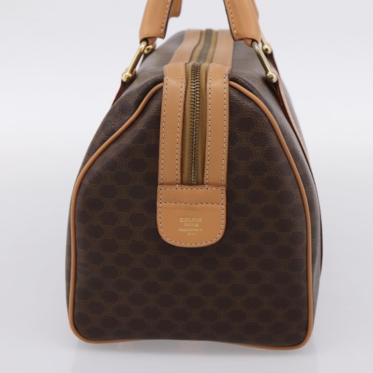 Celine Boston Triomphe Xl Coated Canvas Brown Pvc Handbag (Pre-Owned)