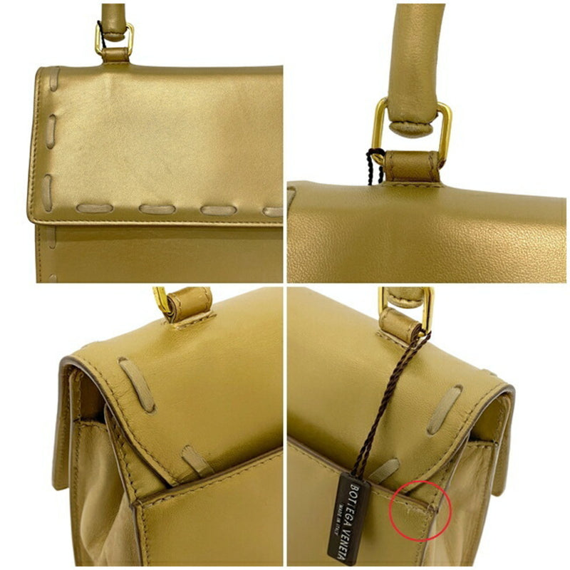 Bottega Veneta Gold Leather Handbag (Pre-Owned)