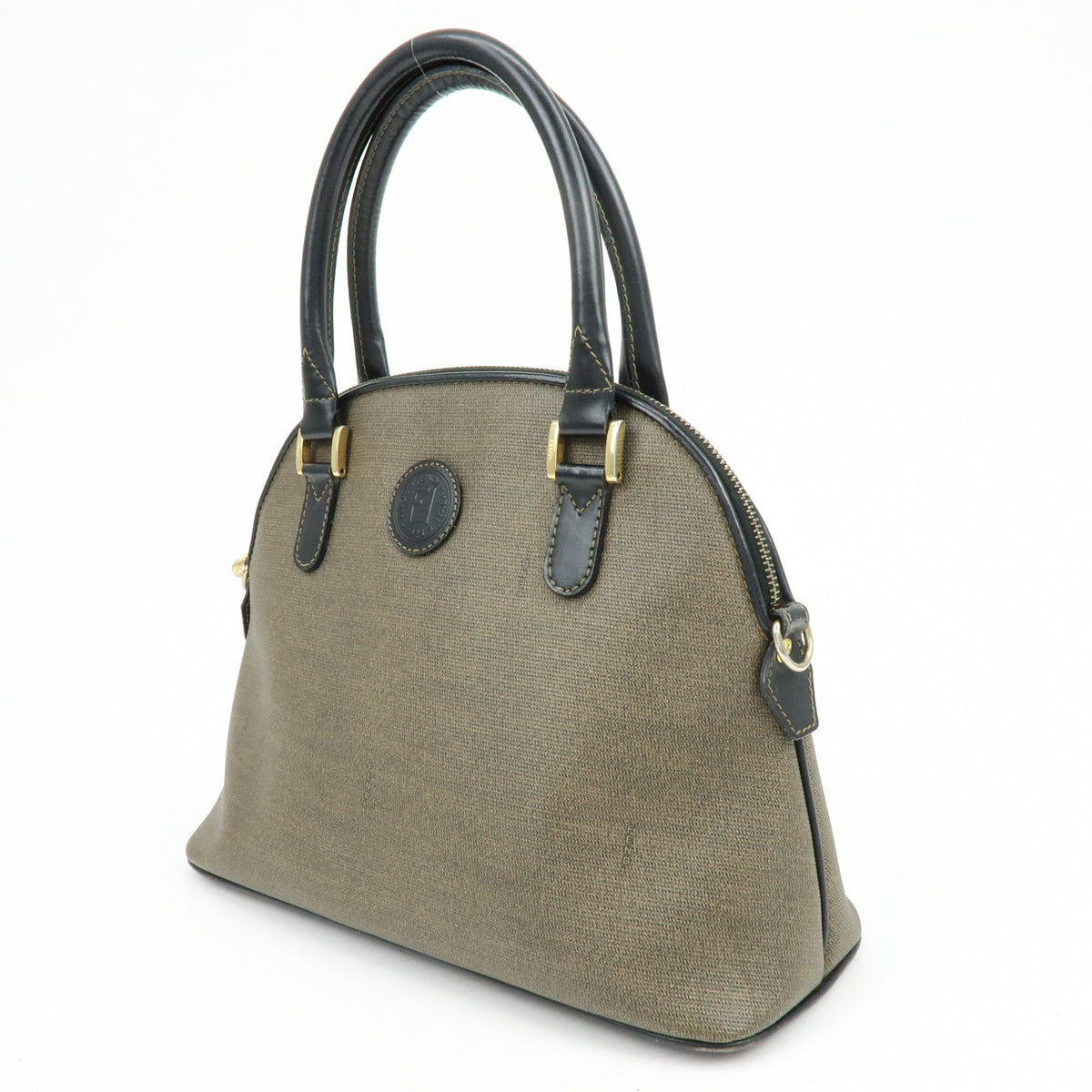 Fendi Vintage Dome Satchel Leather Brown Leather Handbag (Pre-Owned)