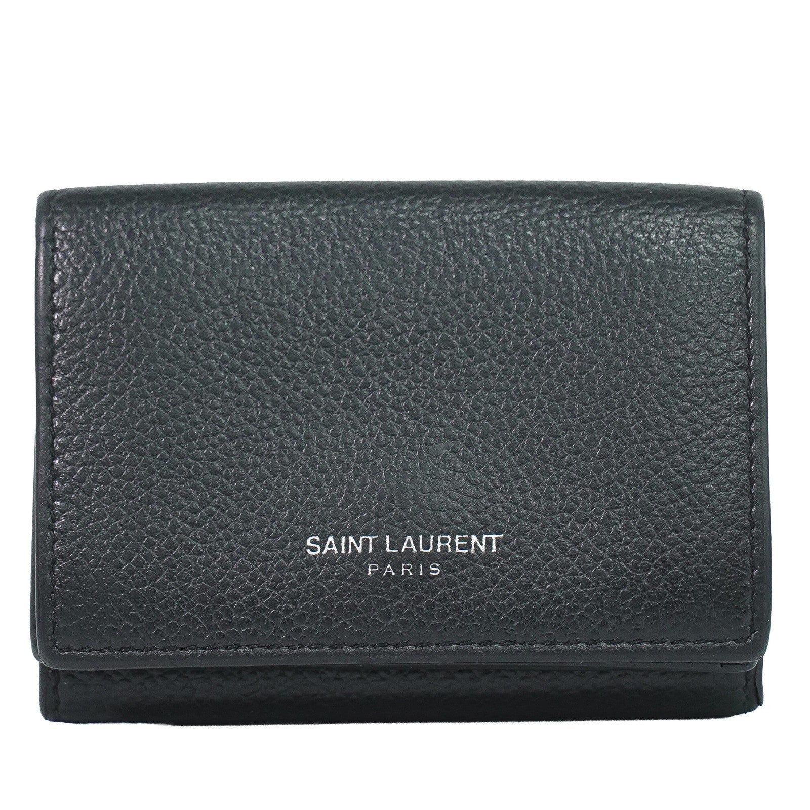 Saint Laurent Compact Matelasse Leather Black Leather Wallets Accessory (Pre-Owned)