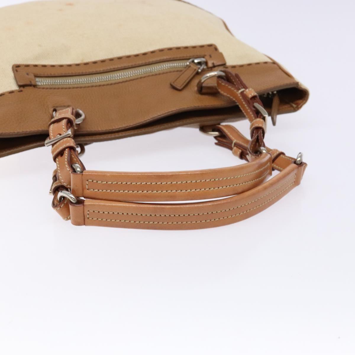 Prada Vintage Convertible Tote Canvas And Leather Beige Canvas Tote Bag Bag (Pre-Owned)