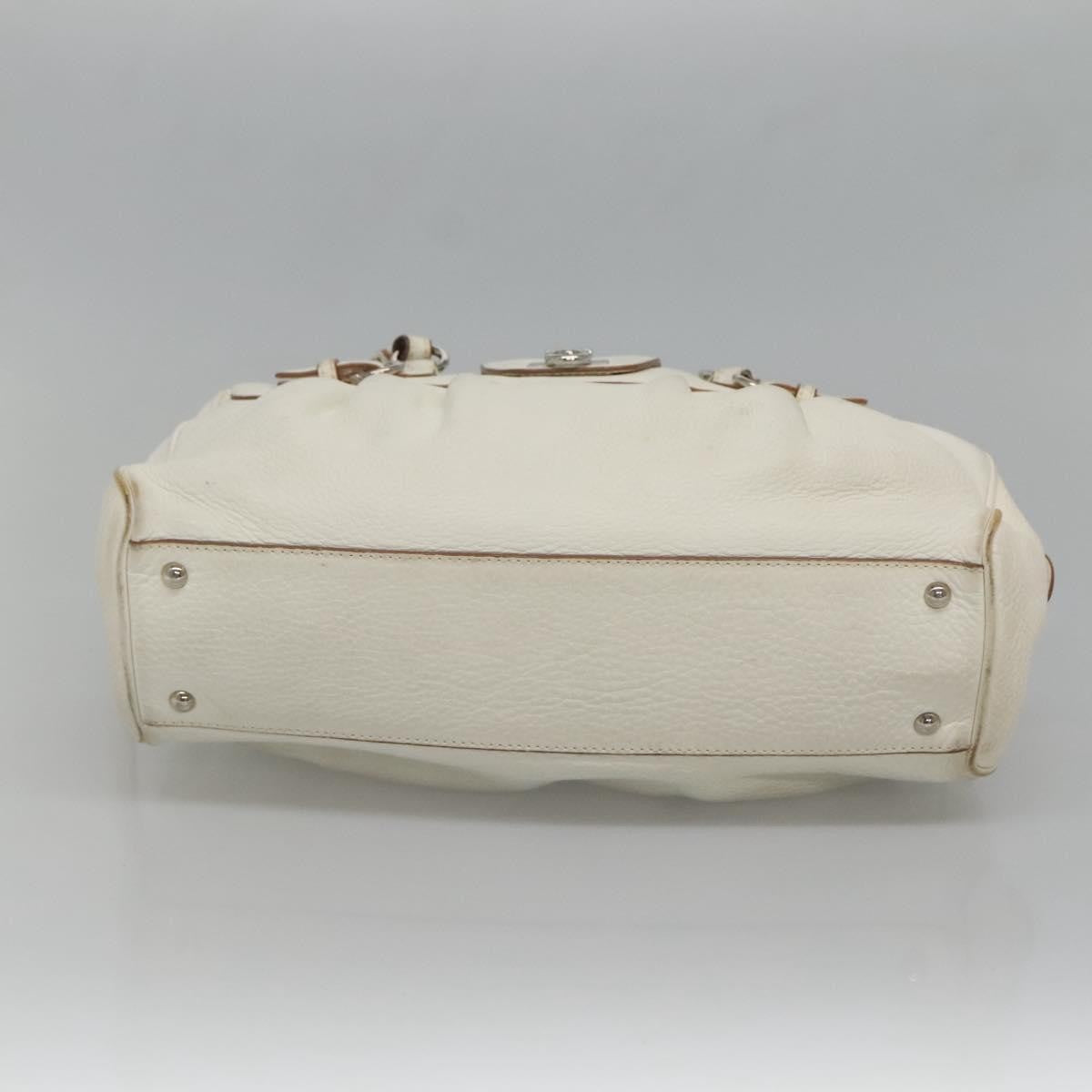 Salvatore Ferragamo Gancini Buckle Leather White Leather Shoulder Bag Bag (Pre-Owned)