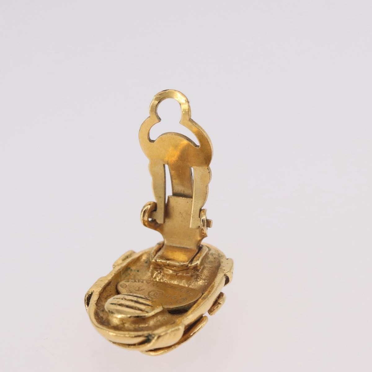 Chanel Cc Clip On Metal Gold Metal Earrings Jewelry (Pre-Owned)