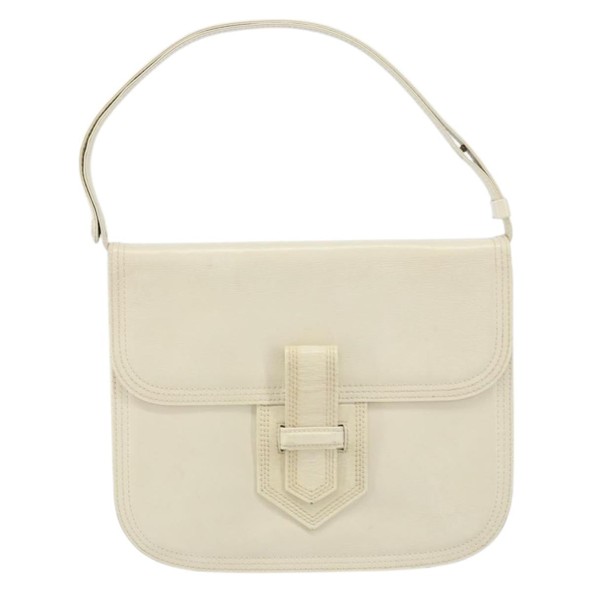 Saint Laurent Vintage Leather White Leather Shoulder Bag Bag (Pre-Owned)
