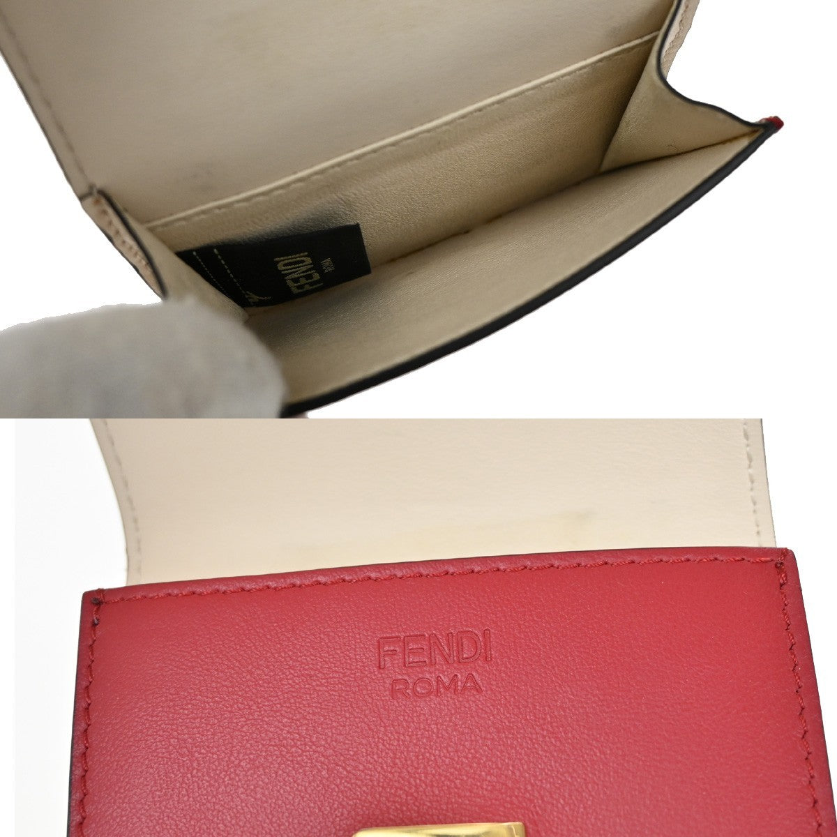 Fendi Peekaboo Leather Red Leather Wallets Accessory (Pre-Owned)