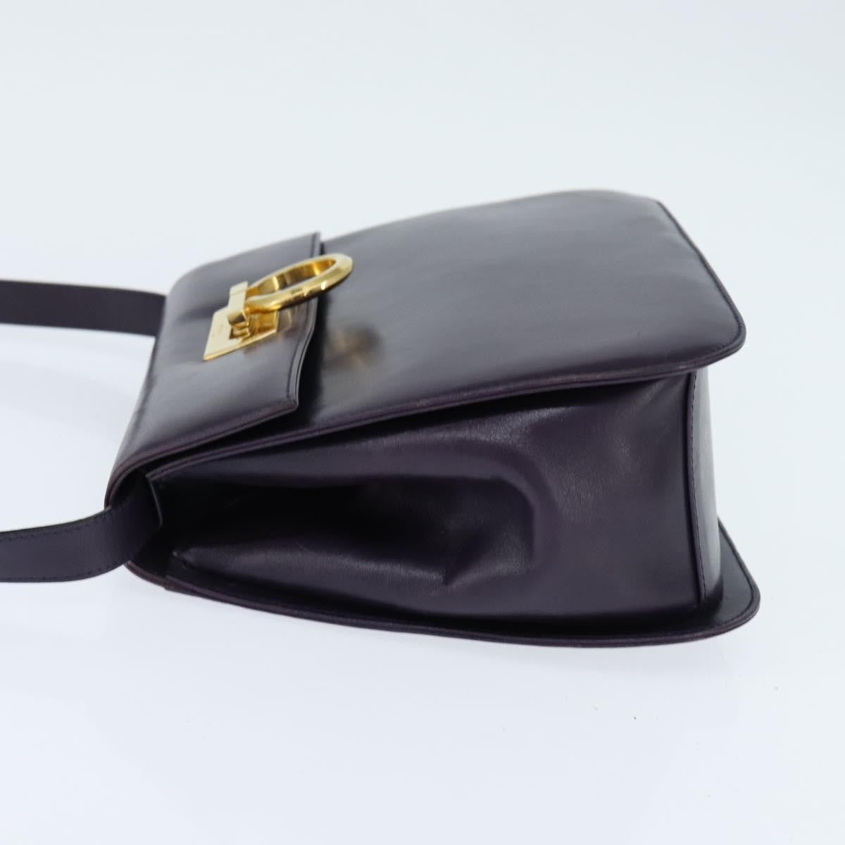 Salvatore Ferragamo Gancini Leather Navy Leather Shoulder Bag Bag (Pre-Owned)