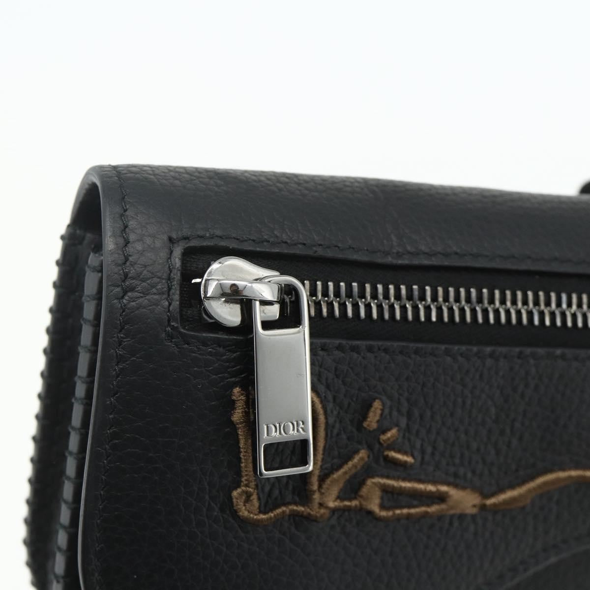 Christian Dior Saddle Pouch Belt Leather Black Leather Clutche & Pouche Bag (Pre-Owned)