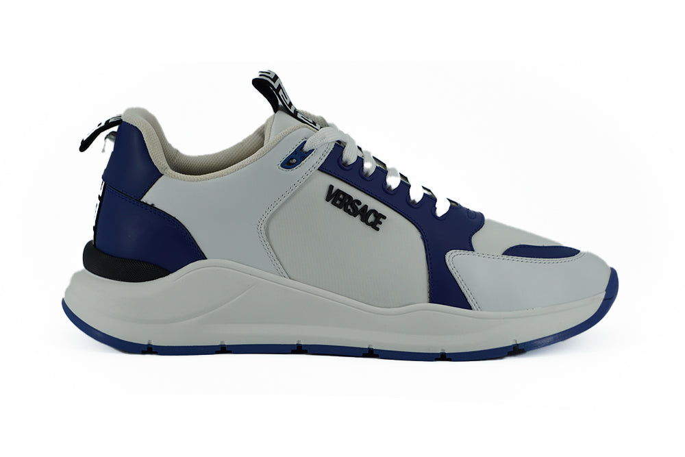 Versace Elegant Blue and White Leather Men s Sneakers