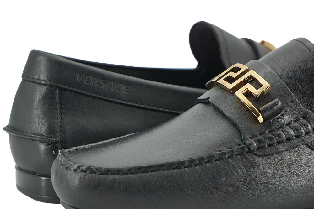 Versace Elegant Black Calf Leather Men's Men's Loafers