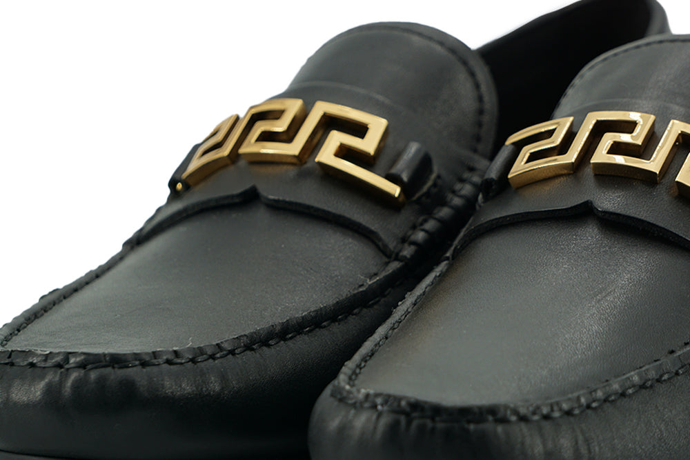 Versace Elegant Black Calf Leather Men's Men's Loafers