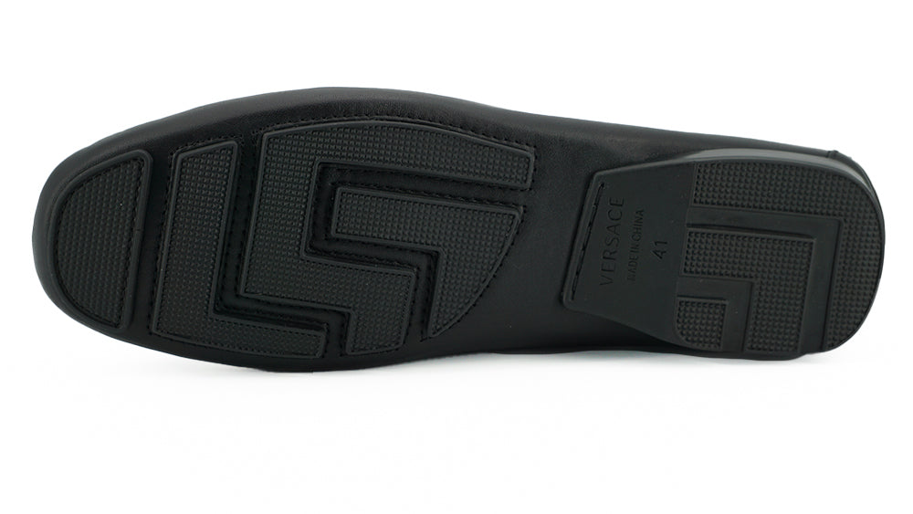 Versace Elegant Black Calf Leather Men's Men's Loafers