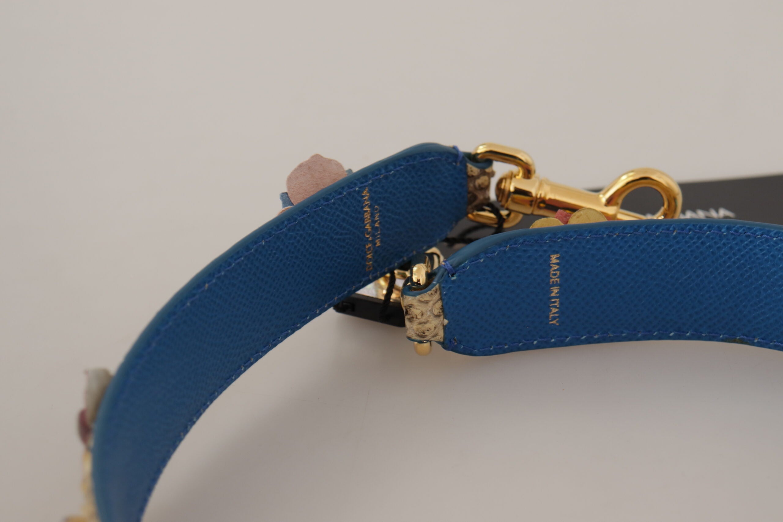 Dolce & Gabbana Beige Python Leather Floral Studded Shoulder Women's Strap