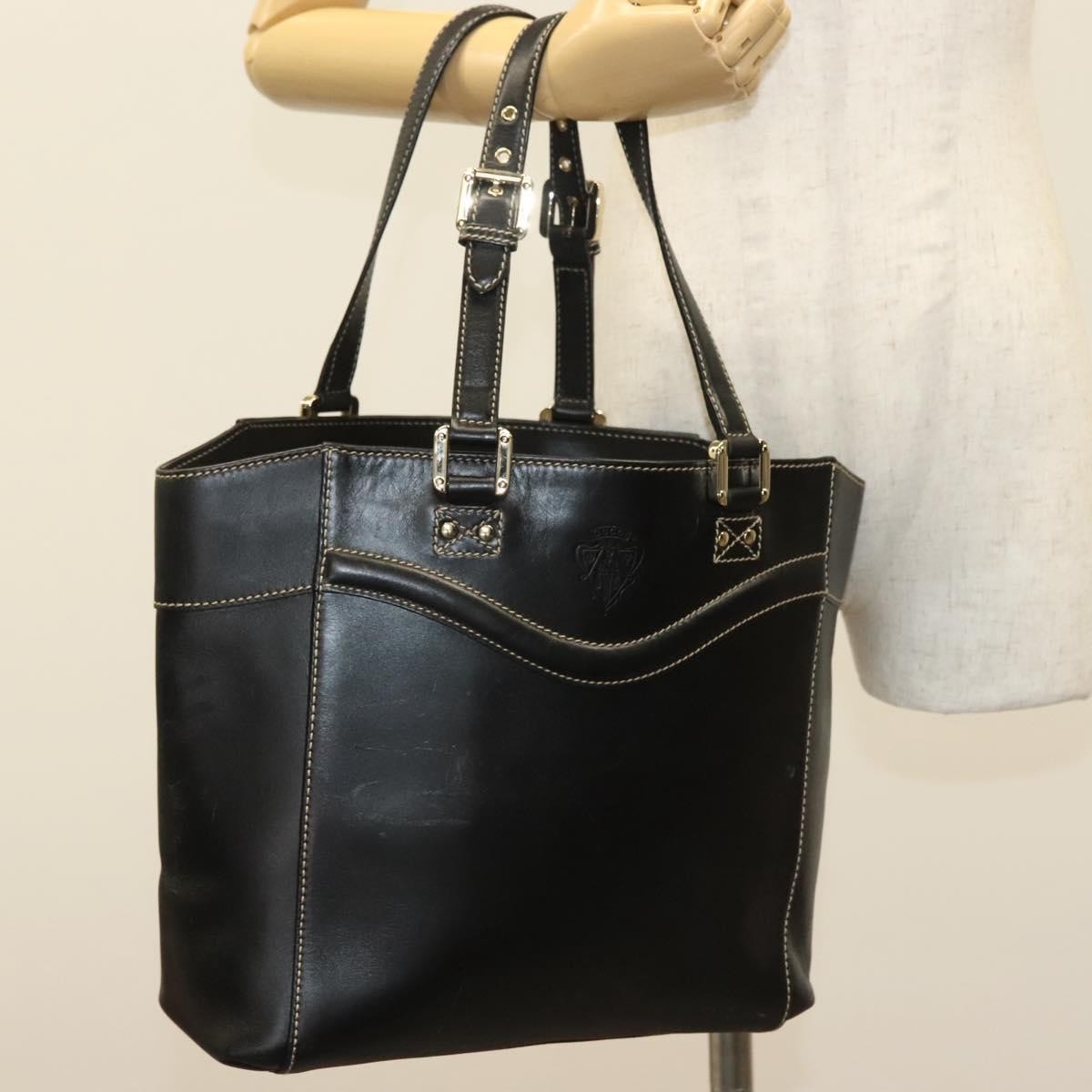 Gucci Tote Leather Black Leather Tote Bag Bag (Pre-Owned)