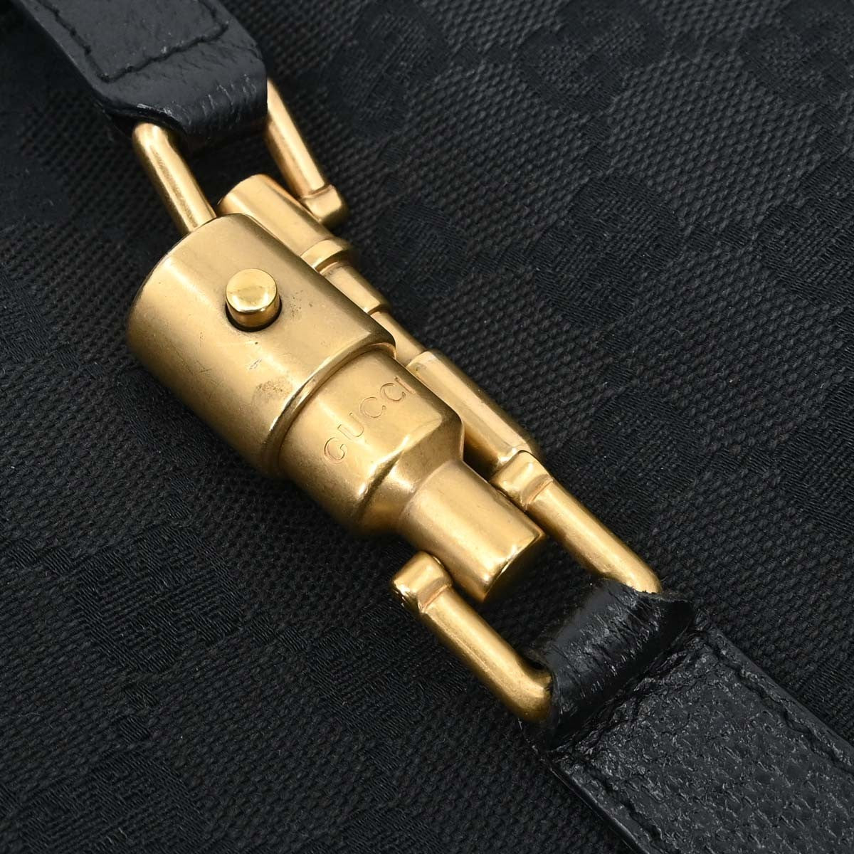 Gucci Piston Lock Jackie Hobo Gg Canvas Black Canvas Shoulder Bag Bag (Pre-Owned)