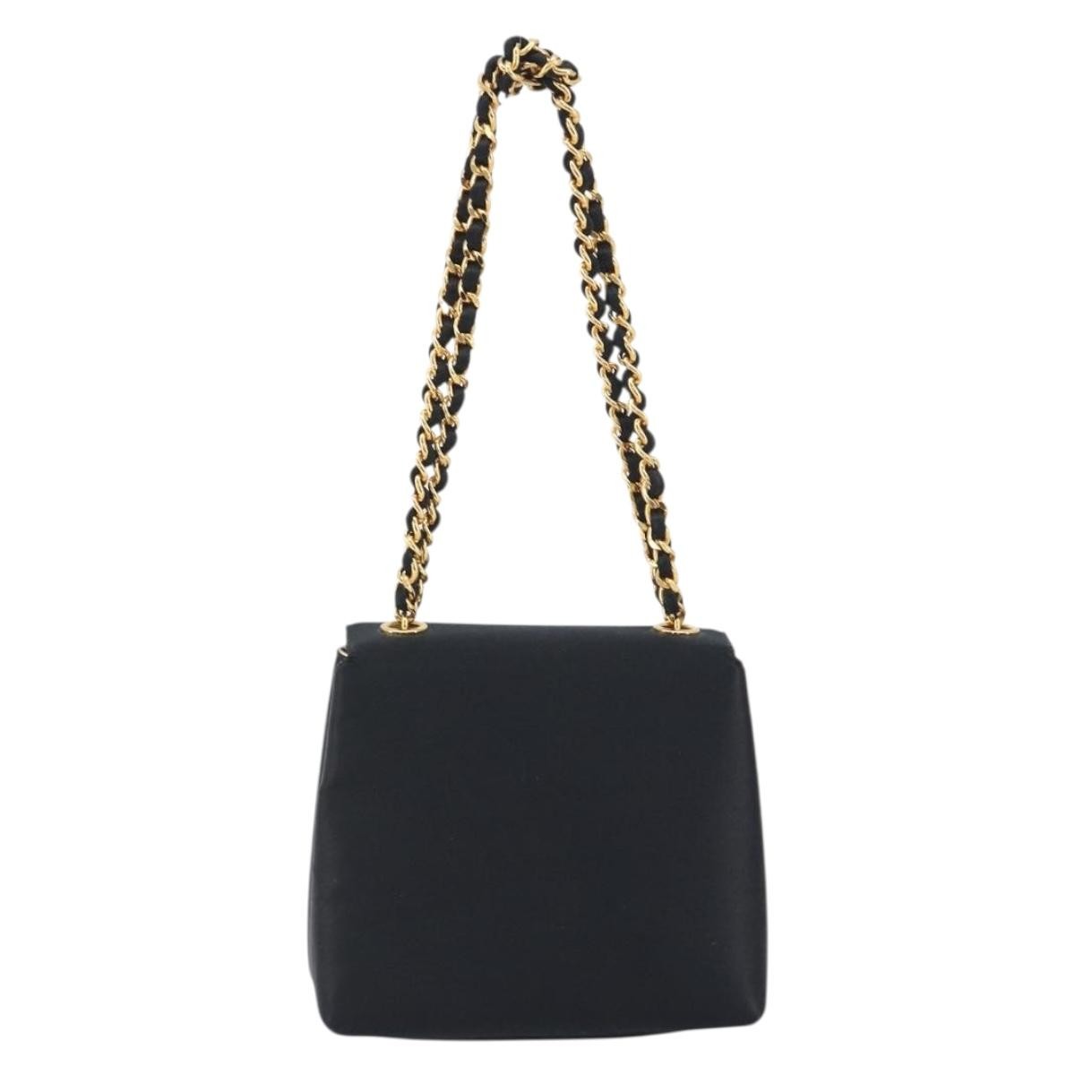 Chanel Vintage Camellia Flap Satin Black Satin Handbag (Pre-Owned)