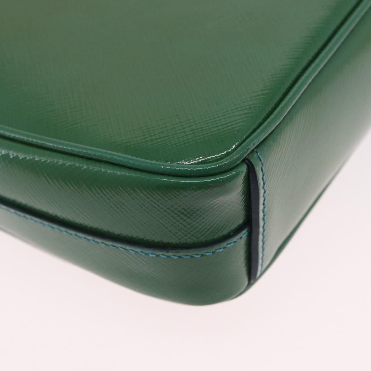 Prada Sound Chain Saffiano Leather Green Leather Shoulder Bag Bag (Pre-Owned)