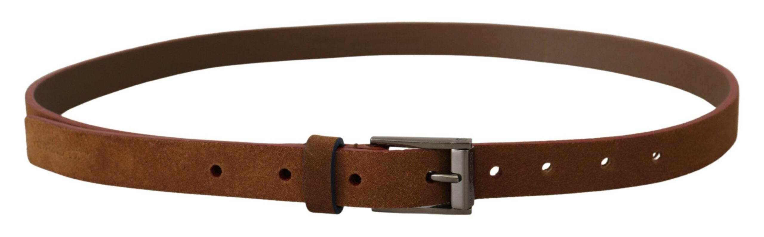 Dolce & Gabbana Brown Logo Engraved Metal Waist Buckle Women's Belt